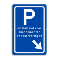 Parkeerbord met eigen tekst en pijl naar wens