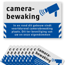 Set Raamstickers Camerabewaking met pictogram en tekst (10 stuks) - BP06