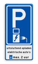 Verkeersbord laadpaal + tekst en parkeerschijf