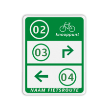 Fietsknooppunt routebord met knooppunt en 2 verwijzingen - 300x380mm