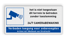 Camera bewaking bord met verboden toegang art.461 - reflecterend