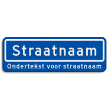 Straatnaambord 10 karakters 600x200 mm + ondertekst NEN 1772