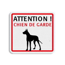 Panneau de terrain plat - ATTENTION ! Chien de garde - 119x109mm