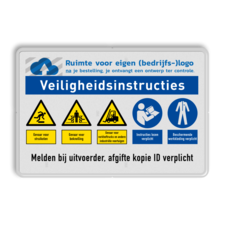 Veiligheidsbord met logo en diverse veiligheidsinstructies