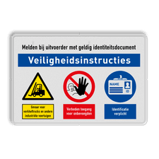 Veiligheidsbord met veiligheidsinstructie en 3 pictogrammen