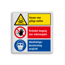 Veiligheidsbord met 3 pictogrammen met instructie