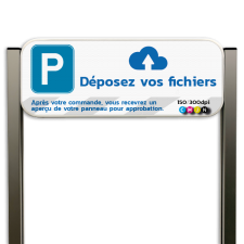 Panneau d'information sur le parking - Poteaux en aluminium brossé + design personnalisé