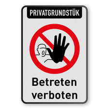 Privatgrundstück Betreten verboten Schild mit Symbol kein Zutritt