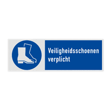 Veiligheidsbord met pictogram en tekst Veiligheidsschoenen verplicht