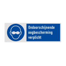 Veiligheidsbord met pictogram en tekst Ondoorschijnende oogbescherming verplicht