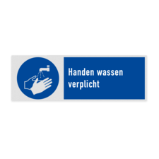 Veiligheidsbord met pictogram en tekst Handen wassen verplicht