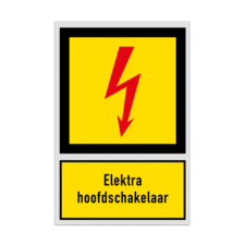 Bord met pictogram en tekst Elektra hoofdschakelaar