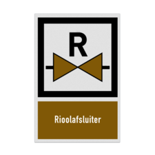 Bord met pictogram en tekst Rioolafsluiter