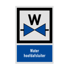 Bord met pictogram en tekst Water hoofdafsluiter