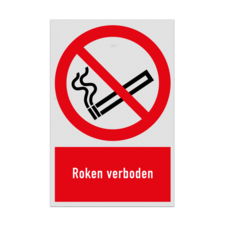 Verbodsbord met pictogram en tekst roken verboden - reflecterend