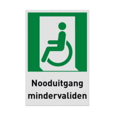 Nooduitgangbord met pictogram en tekst Nooduitgang mindervaliden