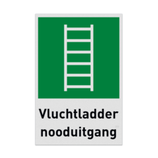 Nooduitgangbord met pictogram en tekst Vluchtladder nooduitgang