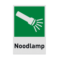 Reddingsmiddelenbord met pictogram en tekst Noodlamp