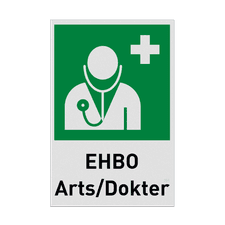 Reddingsbord met pictogram en tekst EHBO Arts/Dokter