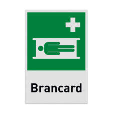 Reddingsbord met pictogram en tekst EHBO Brancard