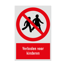 Verbodsbord met pictogram en tekst Verboden voor kinderen