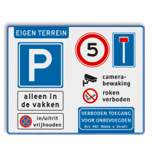 Verkeersbord eigen terrein met regels terrein - reflecterend