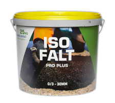 IsoFalt Pro Plus asphalte à froid 0/3 25kg - Réparations d'asphalte jusqu'à 30mm de profondeur