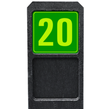 Huisnummerpaal met bord groen/geel fluorescerend - modern lettertype