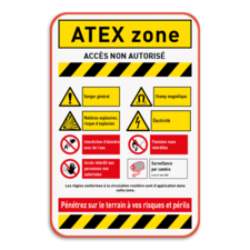 Panneau de sécurité pour zone ATEX avec 8 pictogrammes