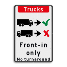 Verkeersbord - Trucks drive in forward only