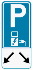 Parkeerbord E9 elektrisch laden - blauw - met pijlen