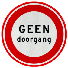 Verkeersbord geen doorgang - reflecterend