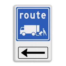 Verkeersbord route laden/lossen + pijl links - reflecterend