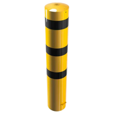 Rampaal Ø273mm staal verzinkt - geel/zwart - 1500/2000mm - met grondanker