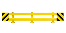 Stellingbeschermer staal geel/zwart - breedte 2300-2700mm - vloermontage