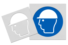 Wegmarkering spuitmal set PVC (5mm) - Sjabloon veiligeidshelm verplicht