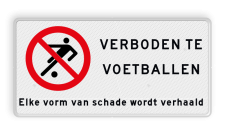 Verkeersbord voetballen verboden - met tekst