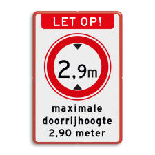 Verkeersbord - Maximale doorrijhoogte (RVV C-19) - reflecterend - BT25