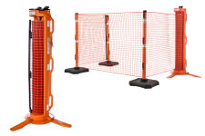Système de barrière RapidRoll - Barrière grillagée orange 15 mètres avec poteaux