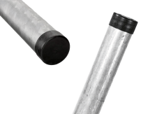Rohrpfosten Stahl feuerverzinkt Ø76mm inkl. Erdanker und Rohrkappe