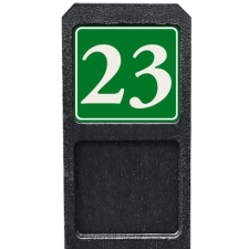 Huisnummerpaal met bord groen/wit reflecterend - klassiek lettertype