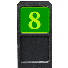 Huisnummerpaal met bord groen/geel fluorescerend - klassiek lettertype