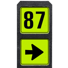 Bermpaal 1250x150x40mm met twee fluorescerende bordjes 119x109mm
