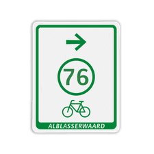Fietsroutebord aluminium met dubbel omgezette rand
