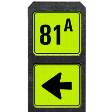 Bermpaal 1250x150x40mm met twee fluorescerende bordjes 119x109mm
