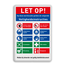 Veiligheidsbord met dubbel omgezette rand