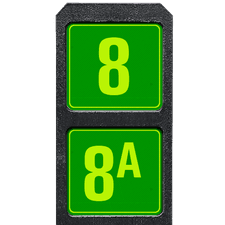 Bermpaal 1250x150x40mm met twee fluorescerende bordjes 119x109mm