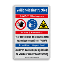 Veiligheidsbord met dubbel omgezette rand