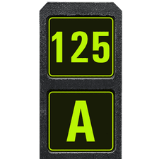 Bermpaal 1250x150x40mm met twee fluorescerende bordjes 119x109mm