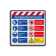 Veiligheidsbord met dubbel omgezette rand